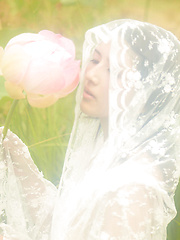 Neo Asian babe with hot curves comes from water like a goddess